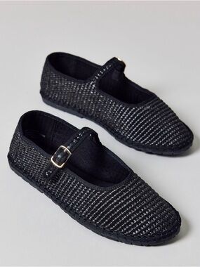 Urban Outfitters Madeline Woven Raffia Mary Jane Ballet Flats NWT